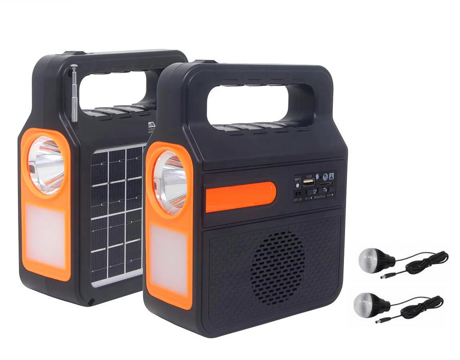 תחנת כוח חשמלי ניידת כולל 2 נוריות רדיו FM טעינה סולארית – אנרגיה זמינה בכל זמן ובכל מקום