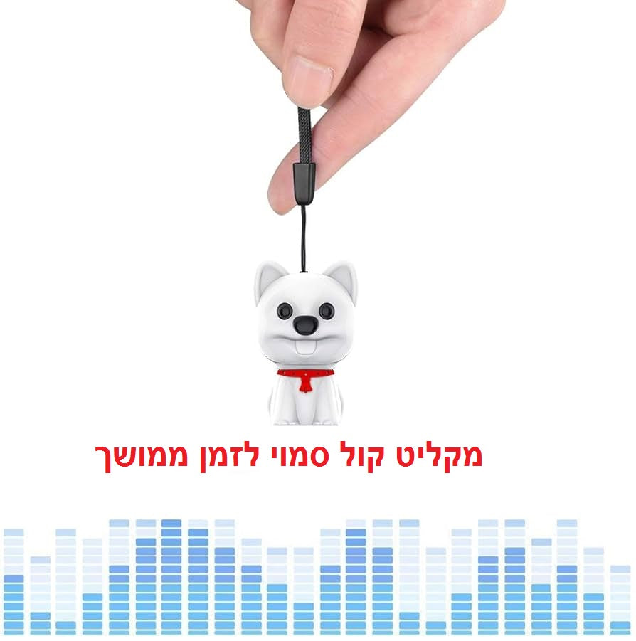 מכשיר הקלטה מקליט קול סמוי זעיר טייפ מנהלים להקלטה של עד 180 שעות בעיצוב כלבלב