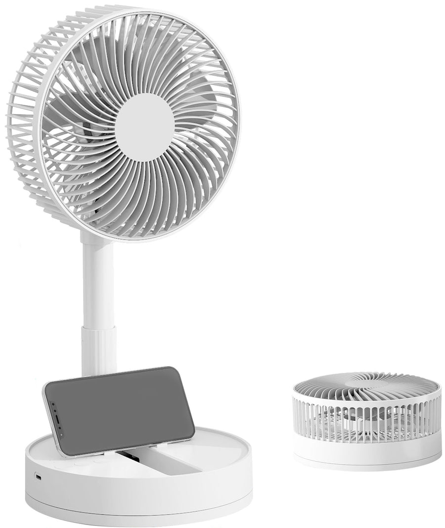 מאוורר נייד נטען עצמתי טלסקופי S FAN כולל מעמד לסמארטפון