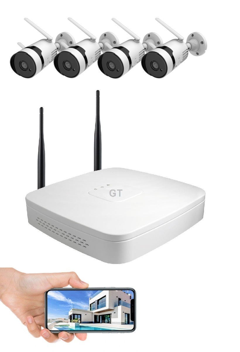 מערכת אבטחה אלחוטית DVR ו4 מצלמות אלחוטיות